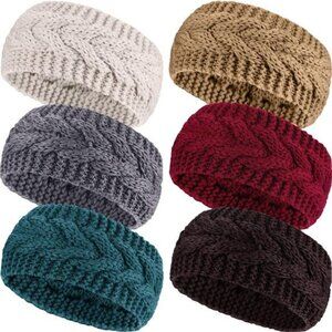 Pangda 6 Pieces Women's Cable Knitted Headbands, Winter Chunky Ear Warmers
